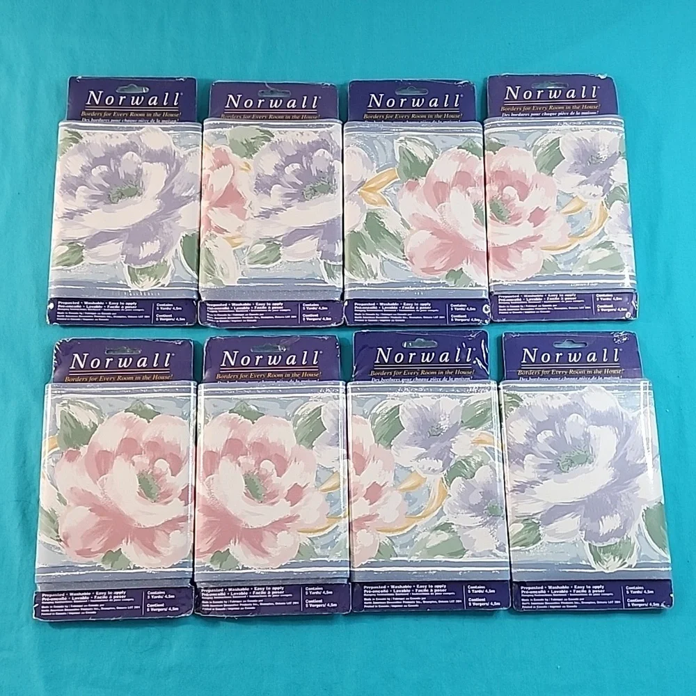 NWT Vintage Norwall Prepasted Washable Wall Boarder (8) Rolls